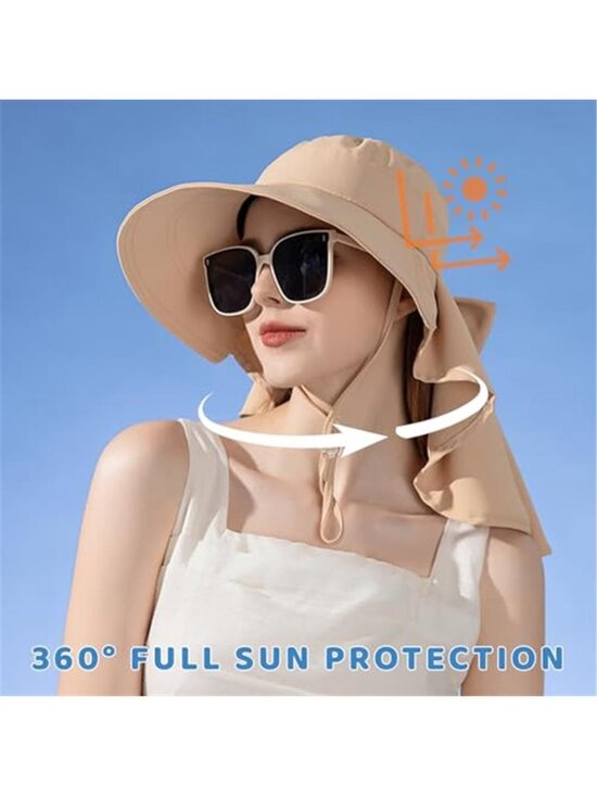 Women\'s Sun Hat UPF 50+ Wide Brim Hat with Bowknot Neck Flap Ponytail main image 6